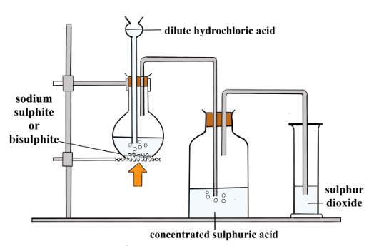 Diagram Showing the Laboratory Preparation of Sulphur Dioxide Gas